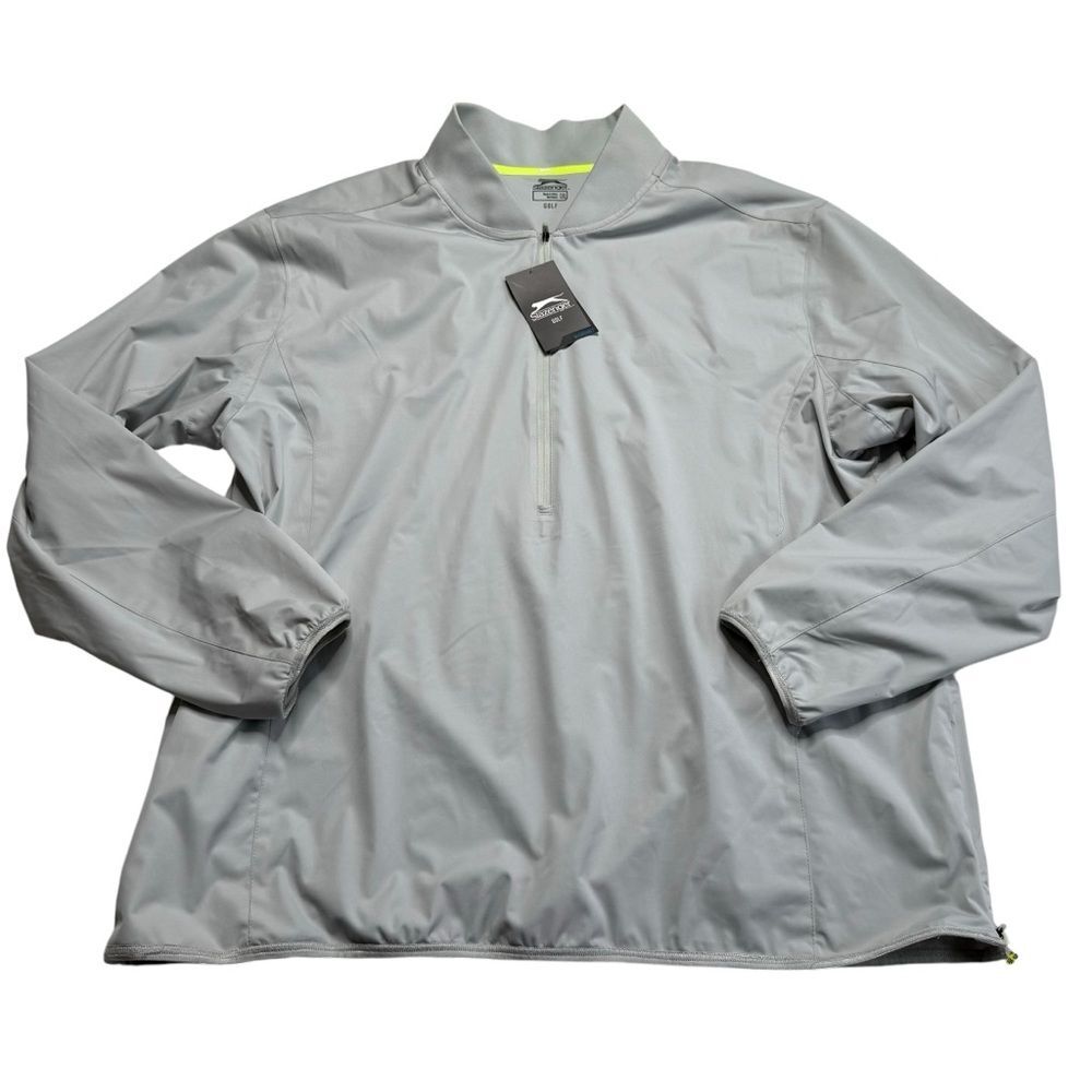 NWT Slazenger Golf Men’s Tech Bomber Jacket Grey Hi Rise 1/2 Zip Sz XXL